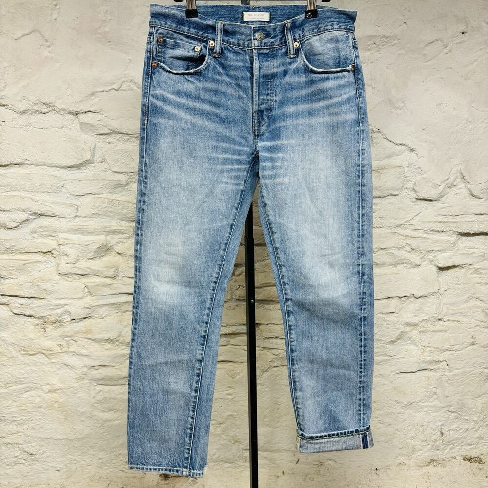 AE77 The Classic Selvedge Jeans Size 30x32 Blue Denim Slim Button Fly Light Wash